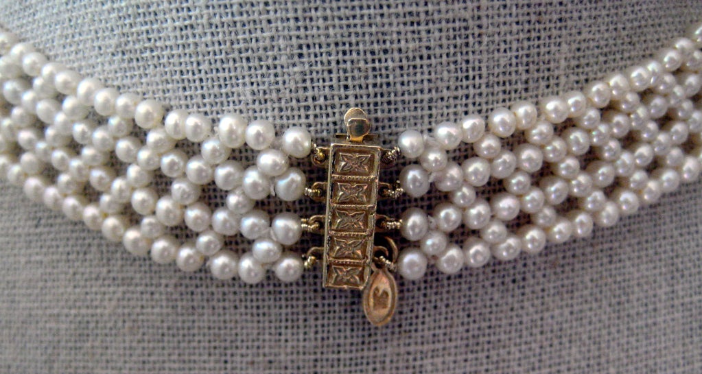 Enamel Pearl Amethyst Necklace In Excellent Condition In Los Angeles, CA