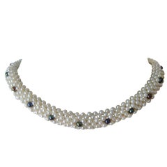 Marina J. Woven Pearl, Black Pearl, Gold "3d Rope" Necklace 1