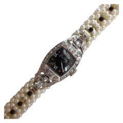 Pearl Bracelet 1920's Diamond Watch