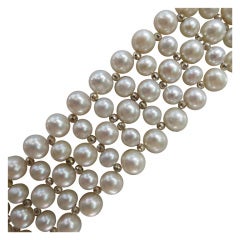 Woven Multi-strand Pearl Bracelet with Silver faceted beads 9