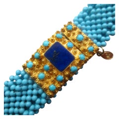 Turquoise Bracelet with Lapis Clasp