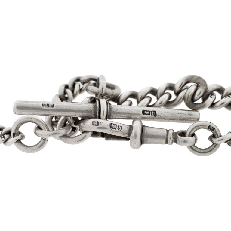 Early Victorian Sterling Coin Pocketknife & Chain 3
