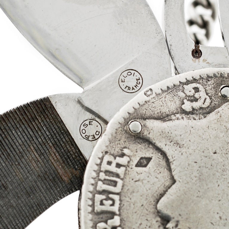 Early Victorian Sterling Coin Pocketknife & Chain 4