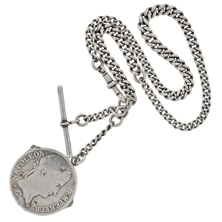 Early Victorian Sterling Coin Pocketknife & Chain 5