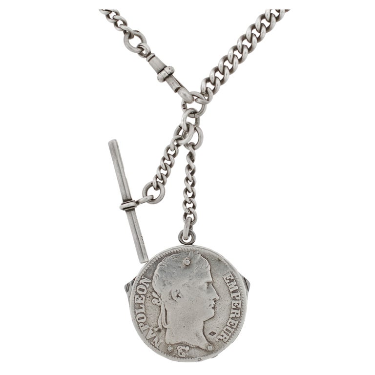 Early Victorian Sterling Coin Pocketknife & Chain