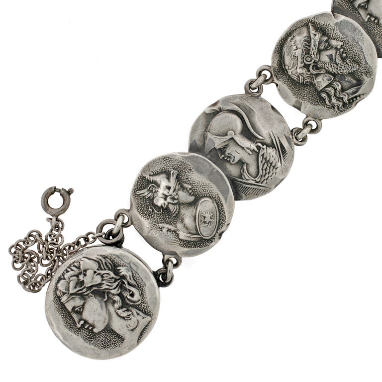 SHIEBLER  TIFFANY & CO. Victorian Sterling Homeric Coin Bracelet