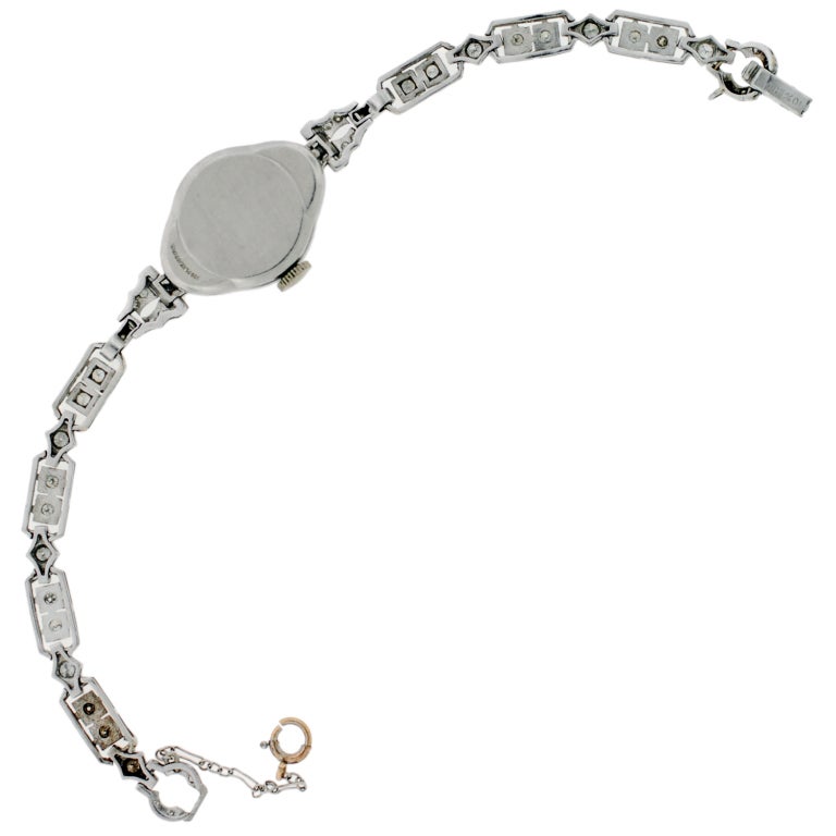 HAMILTON Lady's Art Deco Platinum and Diamond Bracelet Watch 4