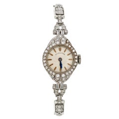 Antique HAMILTON Lady's Art Deco Platinum and Diamond Bracelet Watch