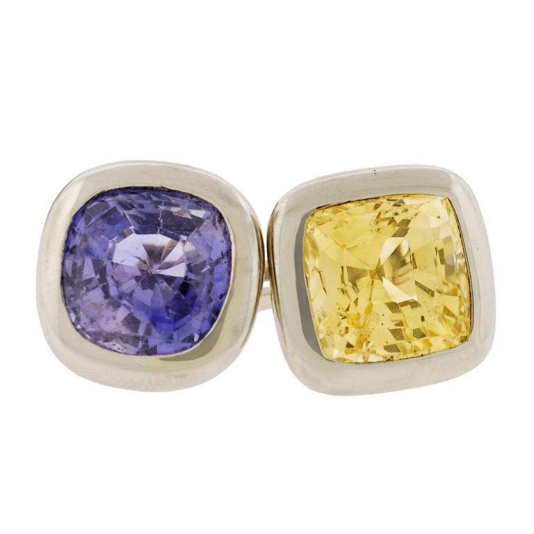 Art Deco Natural Fine Sapphire & Gold Cufflinks