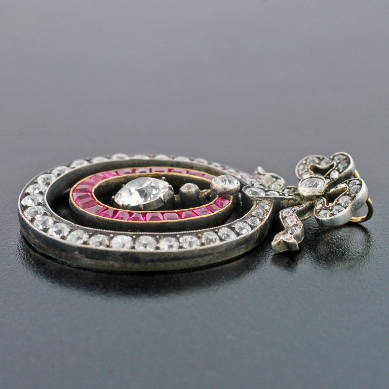 Early Victorian Important Diamond & Ruby Pendant In Excellent Condition In Narberth, PA