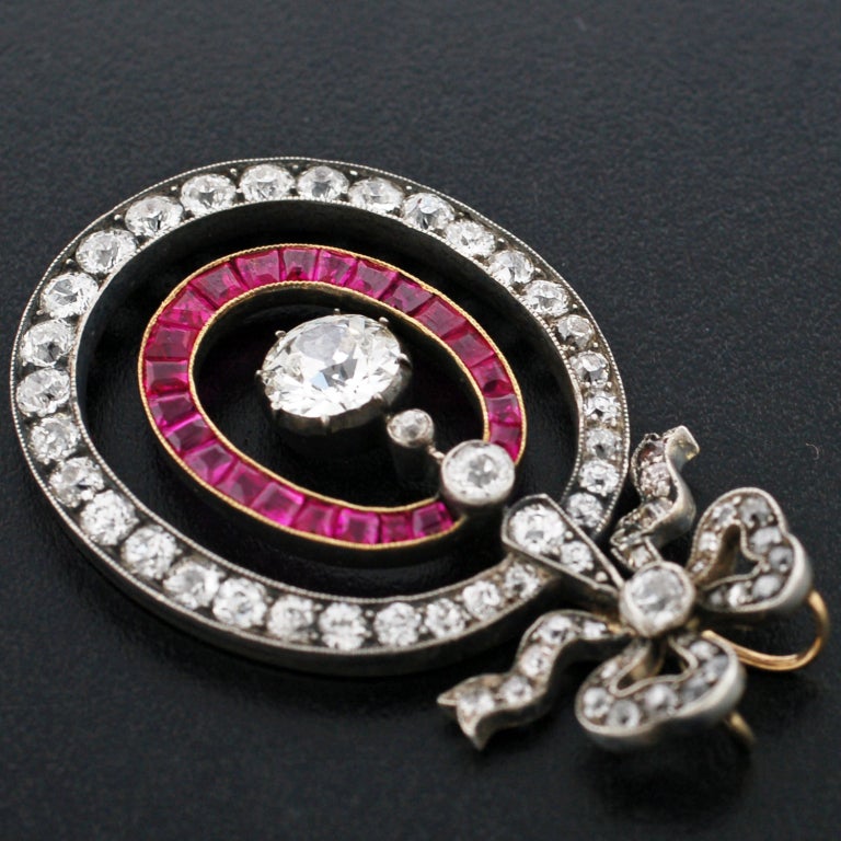 Early Victorian Important Diamond & Ruby Pendant 1