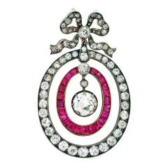 Early Victorian Important Diamond & Ruby Pendant