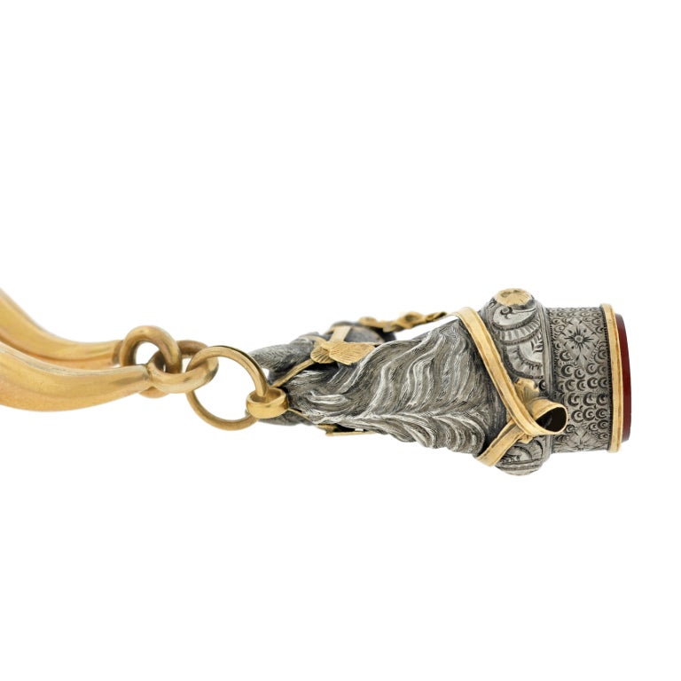 Victorian Sterling & Gold Buckle & Horse Head Fob Bracelet 1