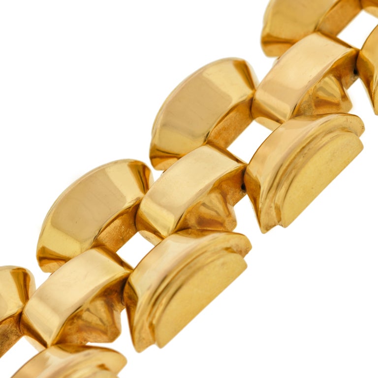 Retro Gold Tire Track Link Bracelet at 1stdibs
