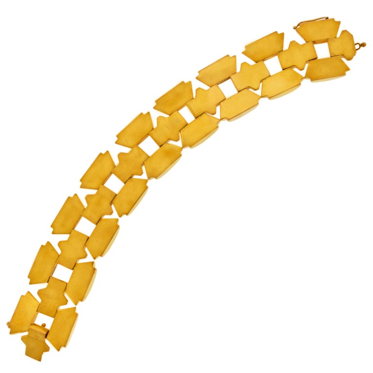 Retro Gold Tire Track Link Bracelet  3