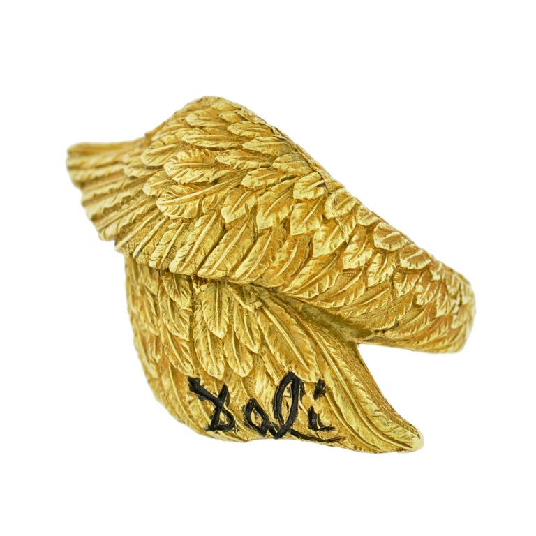 Salvador Dali, Alemany & Ertman Gold Bypass Wing Ring