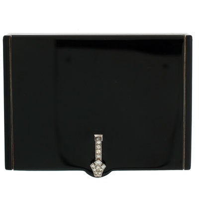 CARTIER Paris Black Lacquer & Diamond Compact Box