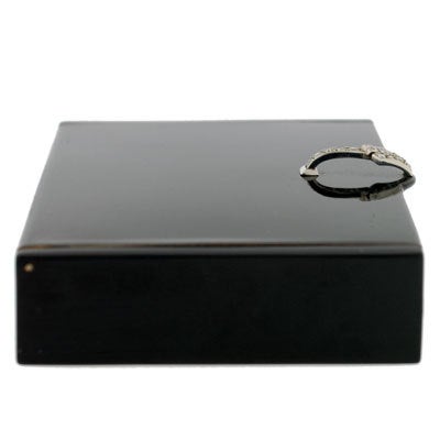 Art Deco CARTIER Paris Black Lacquer & Diamond Compact Box