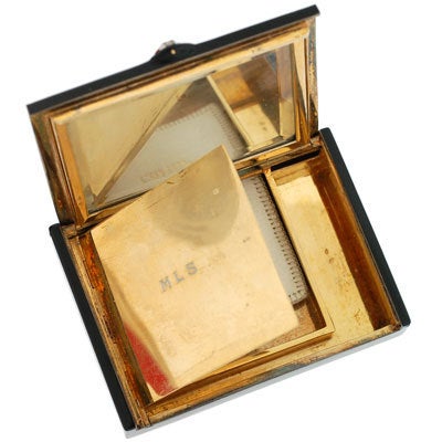 CARTIER Paris Black Lacquer & Diamond Compact Box 1