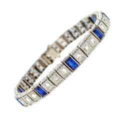 Art Deco Diamond 
Sapphire Gold Line Bracelet