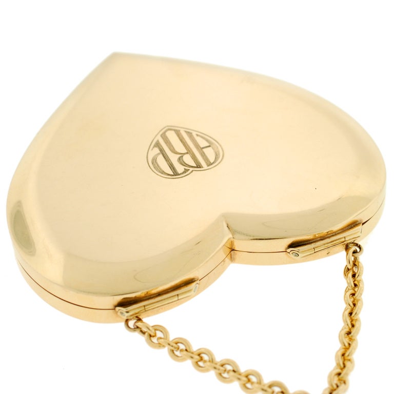 TIFFANY & CO. Gold Heart Compact with Chain 1