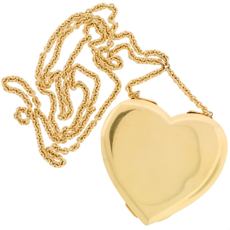 TIFFANY & CO. Gold Heart Compact with Chain 3