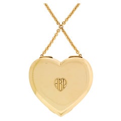 TIFFANY & CO. Gold Heart Compact with Chain