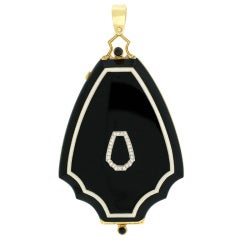 Art Deco Important Diamond Black & White Enamel Locket