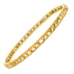 Contemporary Rose Cut Diamond Gold Bangle Bracelet