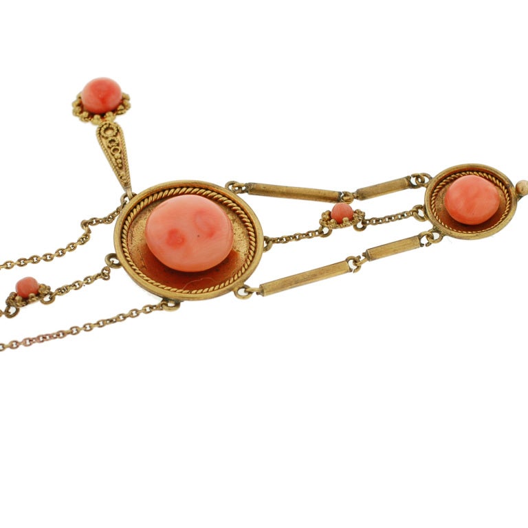 Victorian Dramatic Coral Festoon Necklace 3