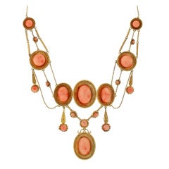 Victorian Dramatic Coral Festoon Necklace