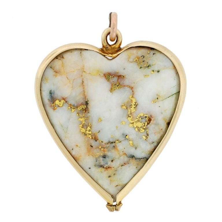 Victorian Quartz Gold Double Sided Heart Pendant