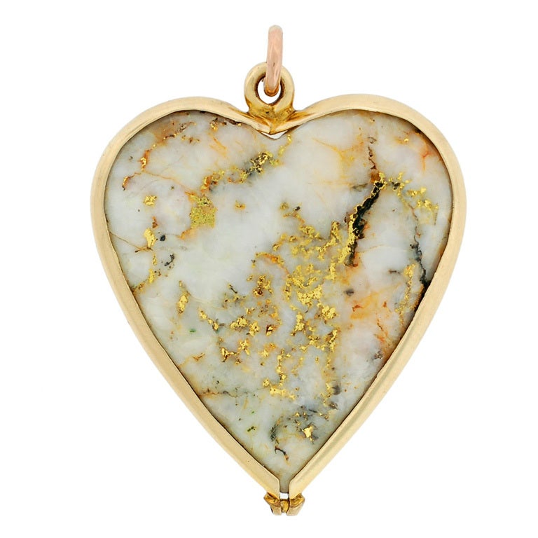 Victorian Quartz Gold Double Sided Heart Pendant