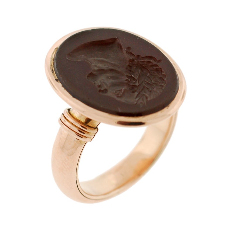 Victorian Carved Carnelian Intaglio Ring 3