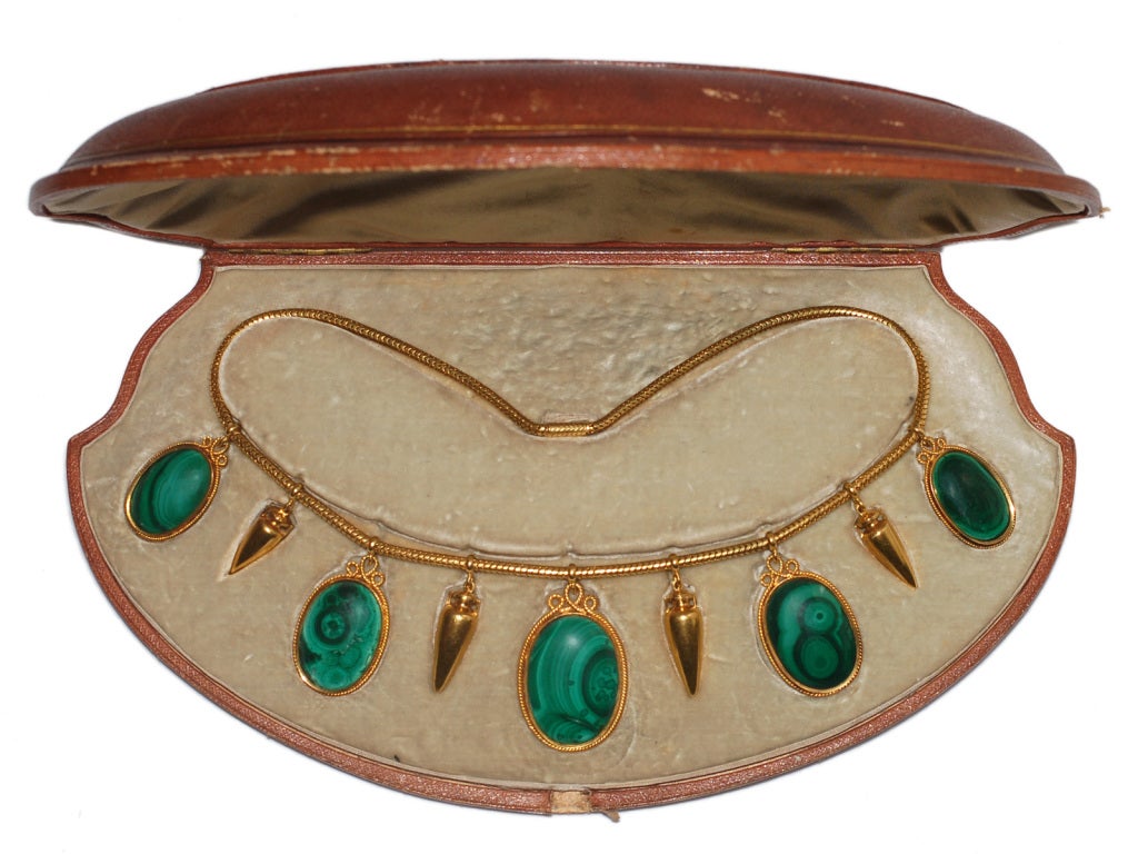 Women's Victorian Malachite & Gold Urn Necklace