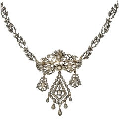 Georgian Rose Cut Diamond Pin & Necklace Set 10