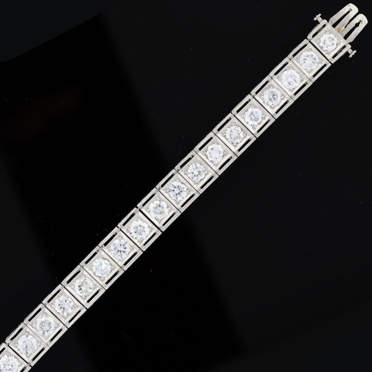 Art Deco Diamond Line Bracelet 10ctw In Excellent Condition In Narberth, PA