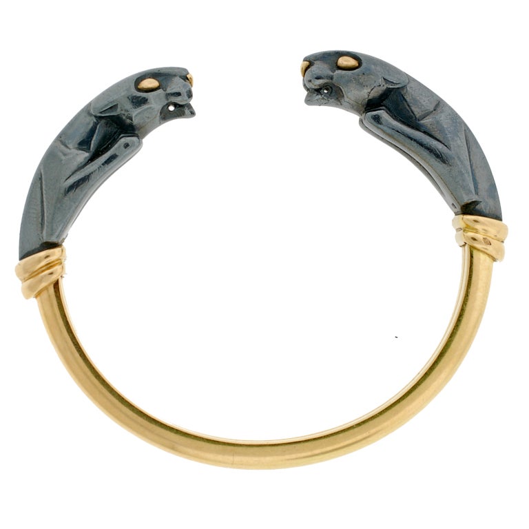 CARTIER Silver & Gold Panther Cuff Bracelet 1
