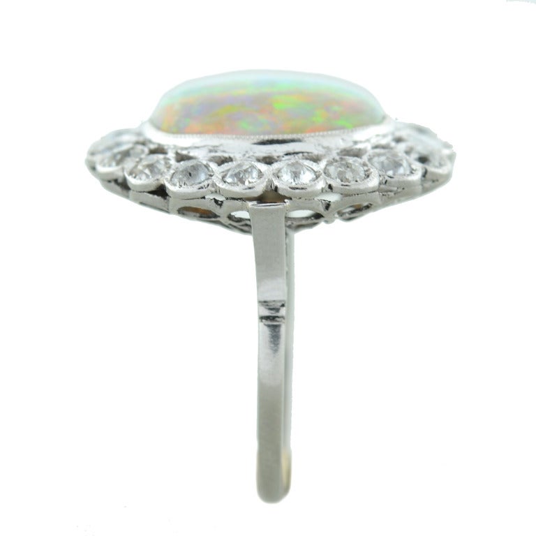 Women's Edwardian Opal & Mine Cut Diamond Ring