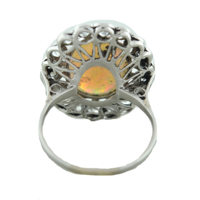 Edwardian Opal & Mine Cut Diamond Ring 2