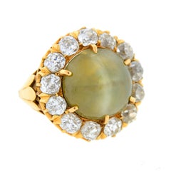 Victorian Striking Cat's Eye Chrysoberyl Diamond Ring