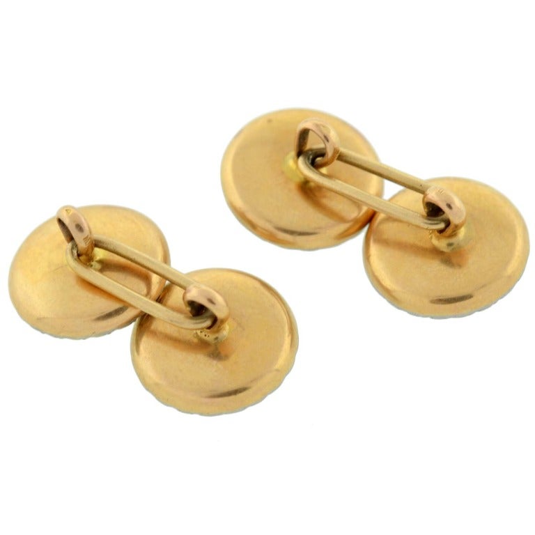 Boutons de manchette nacre et diamant de style édouardien français 1