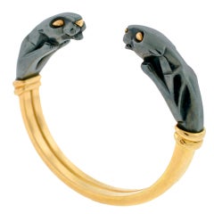 CARTIER Silver & Gold Panther Cuff Bracelet