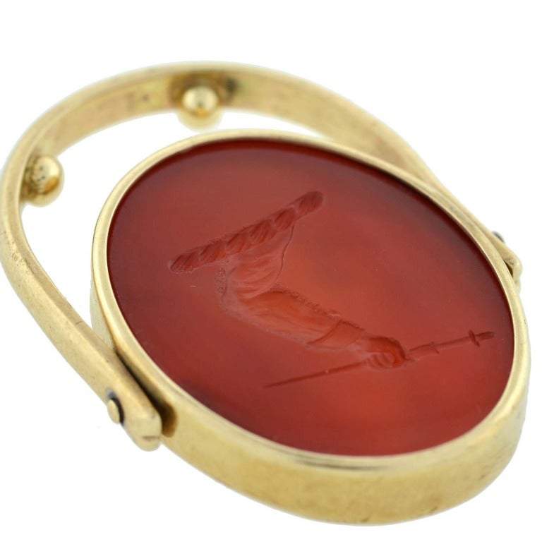 Viktorianischer geschnitzter Karneol Familienwappen Intaglio Flip Ring 1