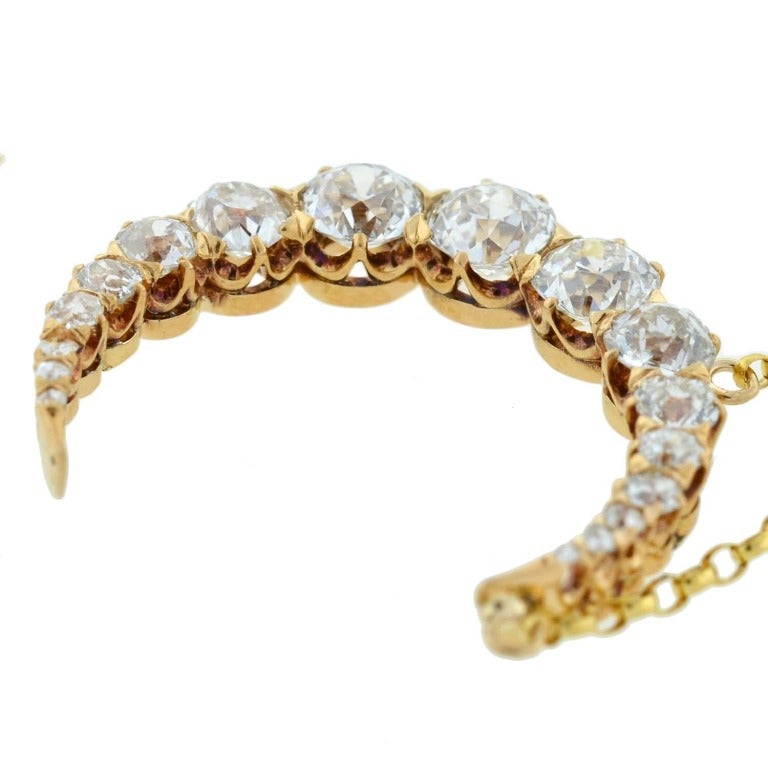 Victorian Diamond Crescent Necklace 2.50ctw In Excellent Condition In Narberth, PA