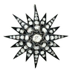 Antique Early Victorian Rose Cut Diamond Starburst Pendant