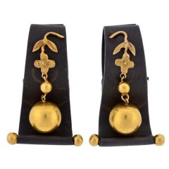 MARSH & CO. 1950s Blackened Steel and Gold Clip Earrings