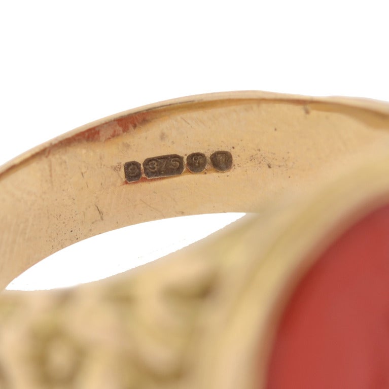 Victorian Carnelian Intaglio Repousse Signet Ring 1