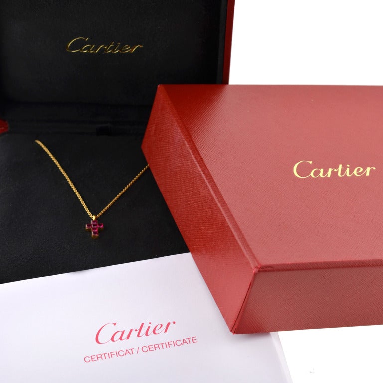 CARTIER Contemporary Ruby Cross Necklace In Excellent Condition In Narberth, PA