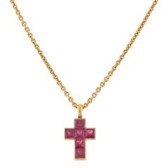 CARTIER Contemporary Ruby Cross Necklace